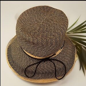 ☀️NINE WEST☀️ VTG JUTE FOLDABLE BUCKET SUN HAT NWOT👒